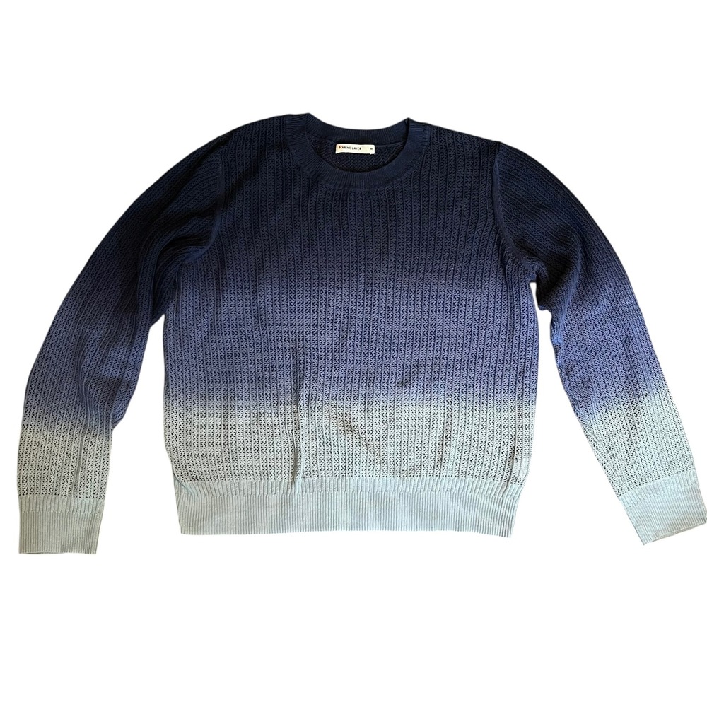 Marine Layer Blue Ombre Cotton Cashmere Crewneck Sweater Womens Medium